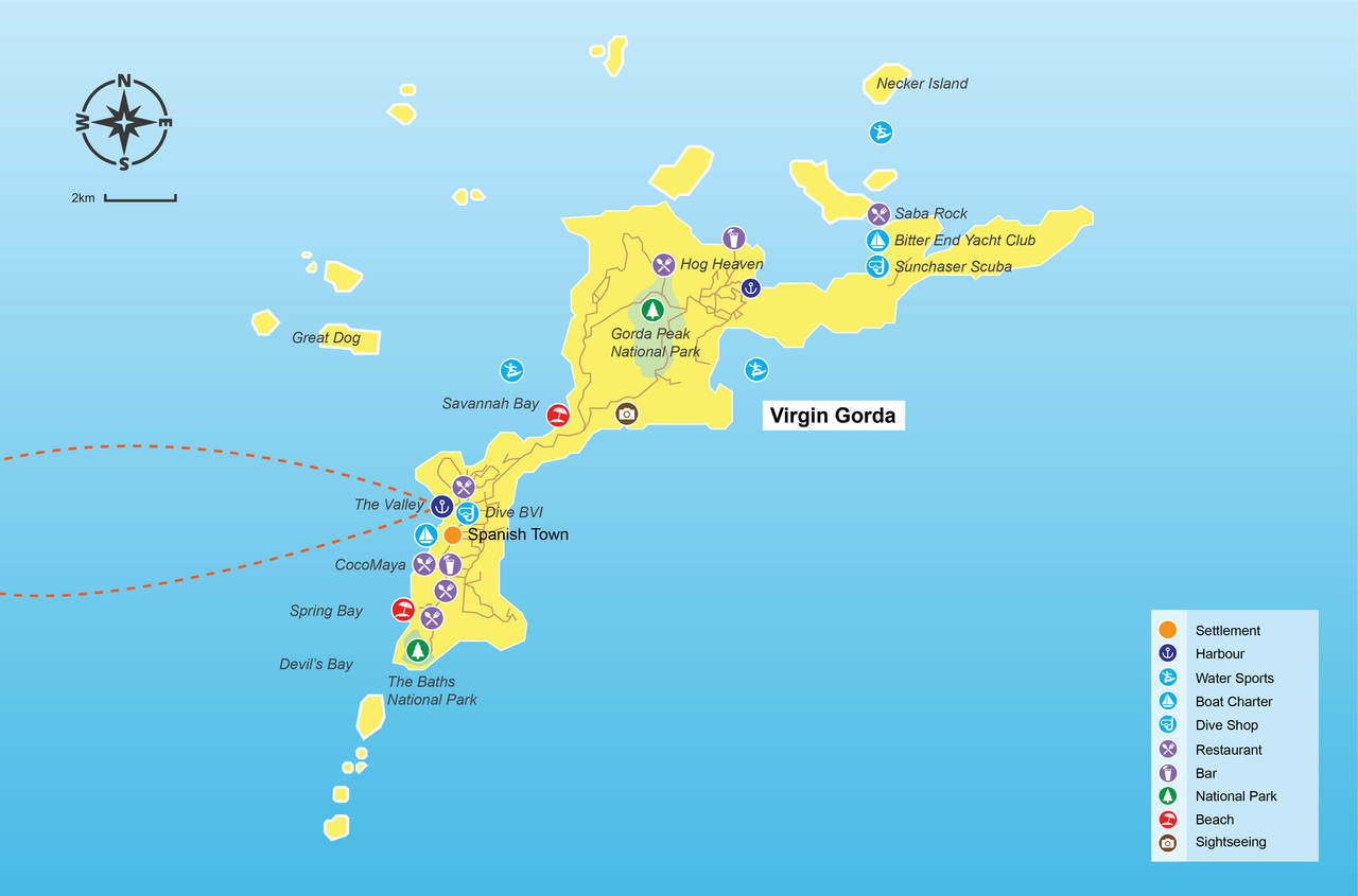 Virgin Gorda travel tip map