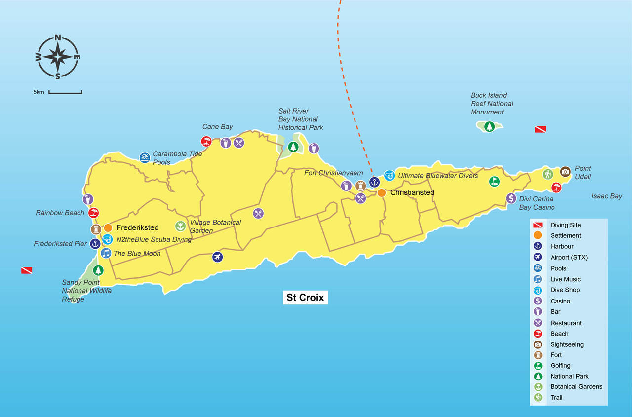 Croix st map virgin islands island maps usvi mappery tourism caribbean states united satellite