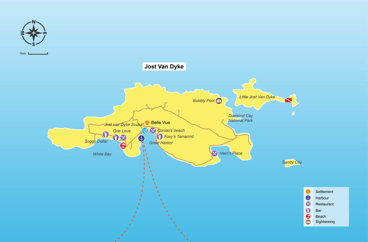 Jost van Dyke travel tip map