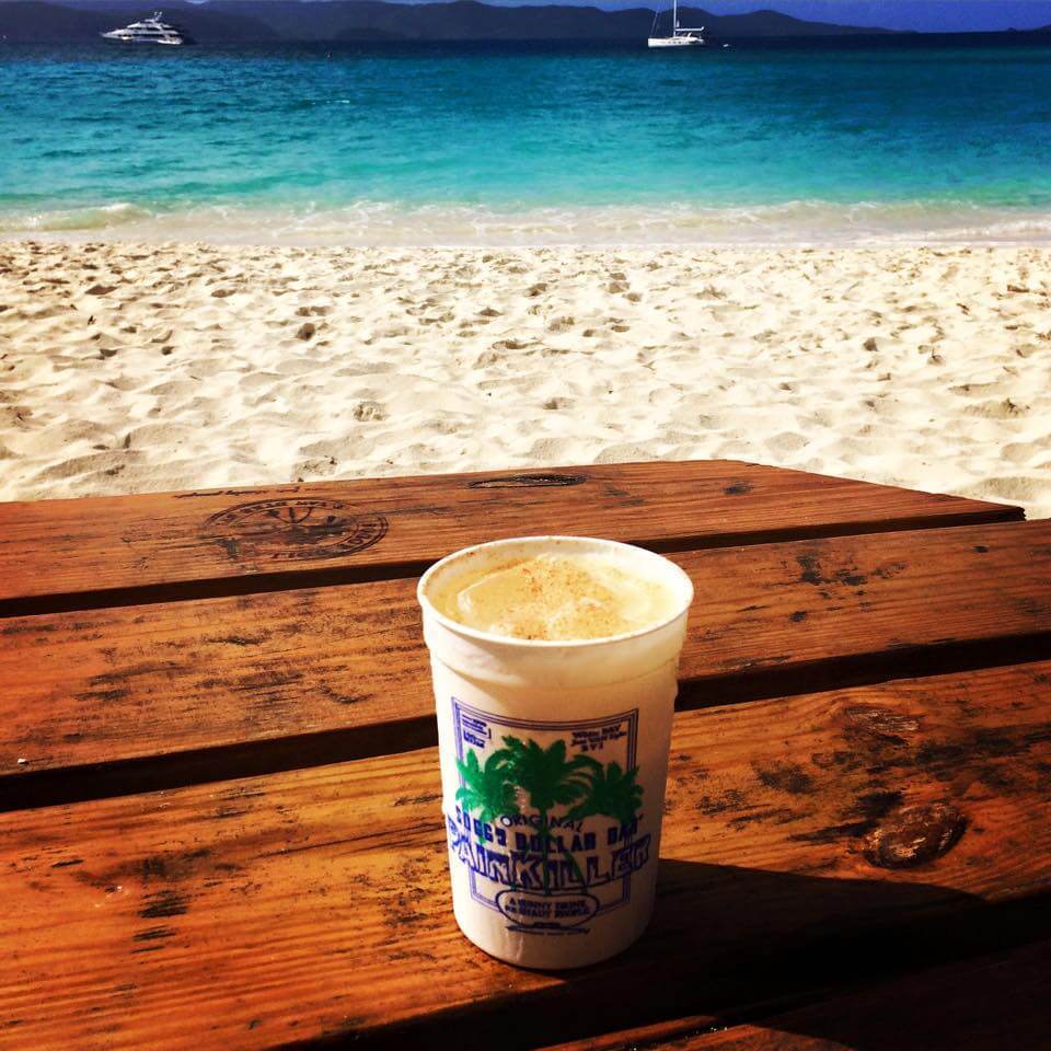 food cold drinks and beach on Jost Van dyke bar  Soggy Dollar