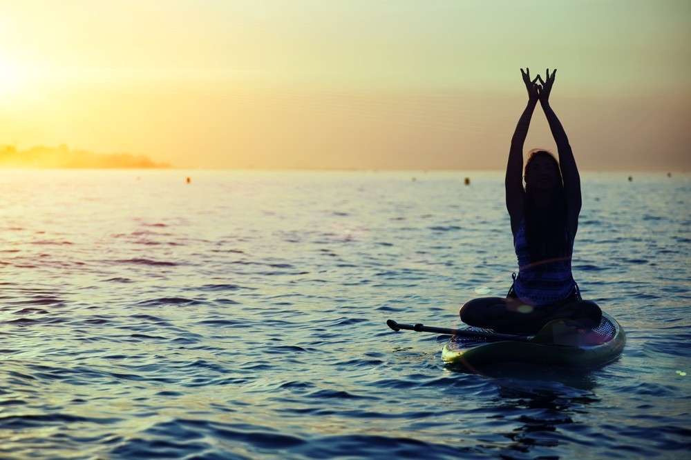 SUP yoga in Virgin Gorda Bitter End Yacht Club